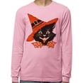 thumbnail image 2 of Vintage Witch Cat Long Sleeve Shirt Unisex Large Pink, 2 of 5