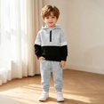thumbnail image 4 of CONZONE Toddler Boys Outfits 2 Piece Patchwork Long Sleeve Zip Up Hoodies Jogger Pants Set Soft Fall Winter Clothes for Kids, 4 of 4