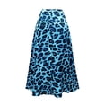 thumbnail image 4 of Womens Skirts Trendy Leopard Print Maxi Skirt Elegant High Waist Flowy Satin Skirt Blue XL, 4 of 4
