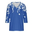 thumbnail image 4 of Jewelreauty Women Tunic Tops Elbow Length V Neck Floral/Plaid T-Shirts Summer Casual Basic Tee, 4 of 5