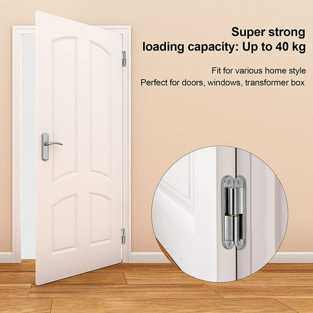 QUETO Door Hinges 2 Pieces Retrofit Screw Down Bedroom Door Hinge with Bearing Galvanized Steel Cabinet Hinges for Interior Doors Wood Door Frames