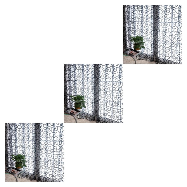 Billuyoard Home Hotel Romantic Window Curtain Living Furniture Bedroom Decor Drape Soft Accessory Breathable Full Room Flocking Type1 NO1