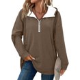 thumbnail image 2 of Horkkom Quarter Zip Pullover Women Long Sleeve V Neck Sweatshirt Casual Loose 1/4 Zip Pullover Sweatshirts with Pockets L, 2 of 7