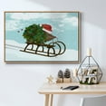 thumbnail image 5 of Christmas Holly Hedgehog Sledding - Framed Gallery Wrapped Holiday Canvas - 25 x 37 - Natural Wood Frame, 5 of 8
