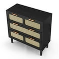 thumbnail image 6 of 3 drawer dresser, modern rattan dresser cabinet with wide drawers and metal handles, farmhouse wooden storage chest of drawers for room, living room, hallway, entrance, office, 6 of 11