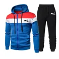 thumbnail image 2 of Sudadera con capucha con estampado tricolor para hombre, conjunto deportivo holgado de tendencia de moda, informal, con cremallera, para gimnasio y trotar al aire libre, otoño e invierno, novedad de 2, 2 of 5