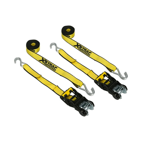 Xstrap 1.5”x14' Aluminium Tie-Down Ratchet 1666lbs WLL with Ball Bearing for Smooth Ratcheting Handle & Double S Hooks and Soft Loops 2-Pack