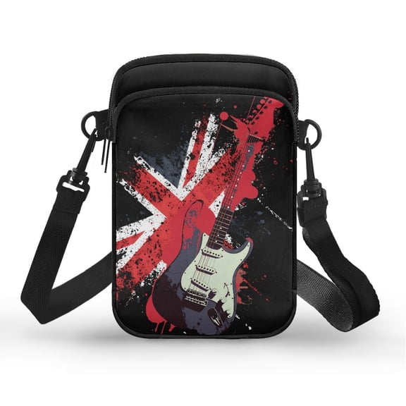 HELLHERO Shoulder Purse Polyester with Shoulder Strap British Flag Guitar Design for Outdoor Holiday Travel Adult