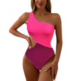 thumbnail image 1 of Gibobby Trajes de Baño para Mujer Traje de baño de bikini con recorte en la cintura y un hombro sexy con volantes en bloques de colores para mujer(J,XL), 1 of 4