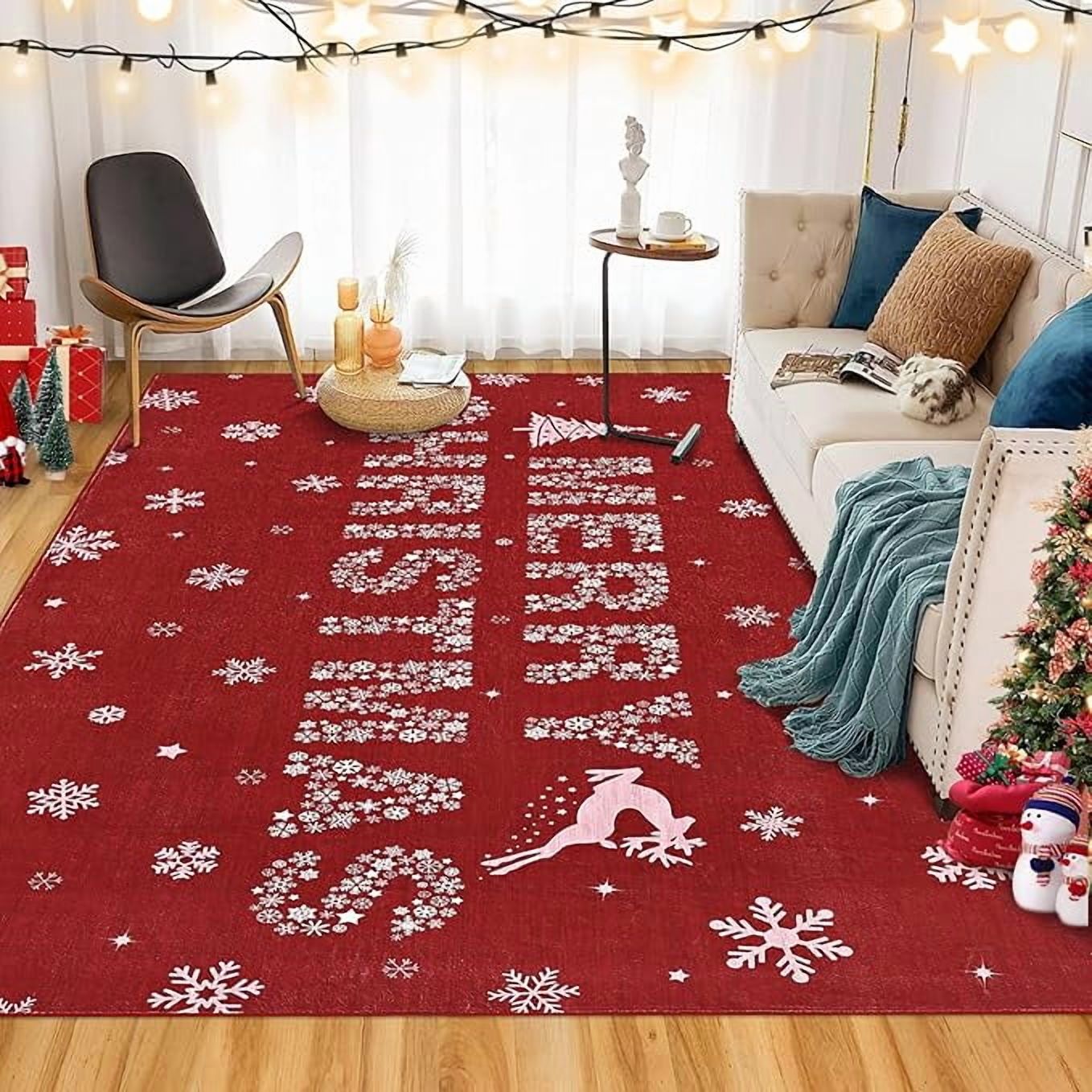 Merry Christmas Welcome Mat Outdoor Coir Doormat, with Heavy-Duty PVC Backing, Kitchen Rugs and Mats Washable Non-Skid Kitchen Mats Christmas Decorative Runner Rugs for Outdoor/Indoor Uses 9'x12'