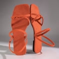 thumbnail image 5 of Hurxie Women's Strappy Sandals Square Toe Dressy Summer Cute Vacation Ankle Strap Slip on Sandal Shoes Orange 41, 5 of 7
