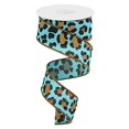 thumbnail image 1 of 1.5""X10Yd Estampado De Leopardo Verde Azulado Aguamarina En Cinta Con Cable Real, 1 of 1