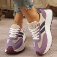 thumbnail image 2 of Rokment Women's Vintage Platform Chunky Low Top Fashion Sneakers Fall Winter Retro Casual Color Block Patchwork Height Increasing Skateboard Tennis Walking Shoes Comfortable Purple Size 9, 2 of 6