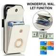 thumbnail image 4 of for iPhone 11 Pro 5.8" Wallet Case, Back Card Slots/Bag Magnetic Button Ring Holder Stand Cover with RFID Blocking Wrist Hand Strap Luxury PU Leather Anti-Shocks Case for iPhone 11 Pro,White, 4 of 9