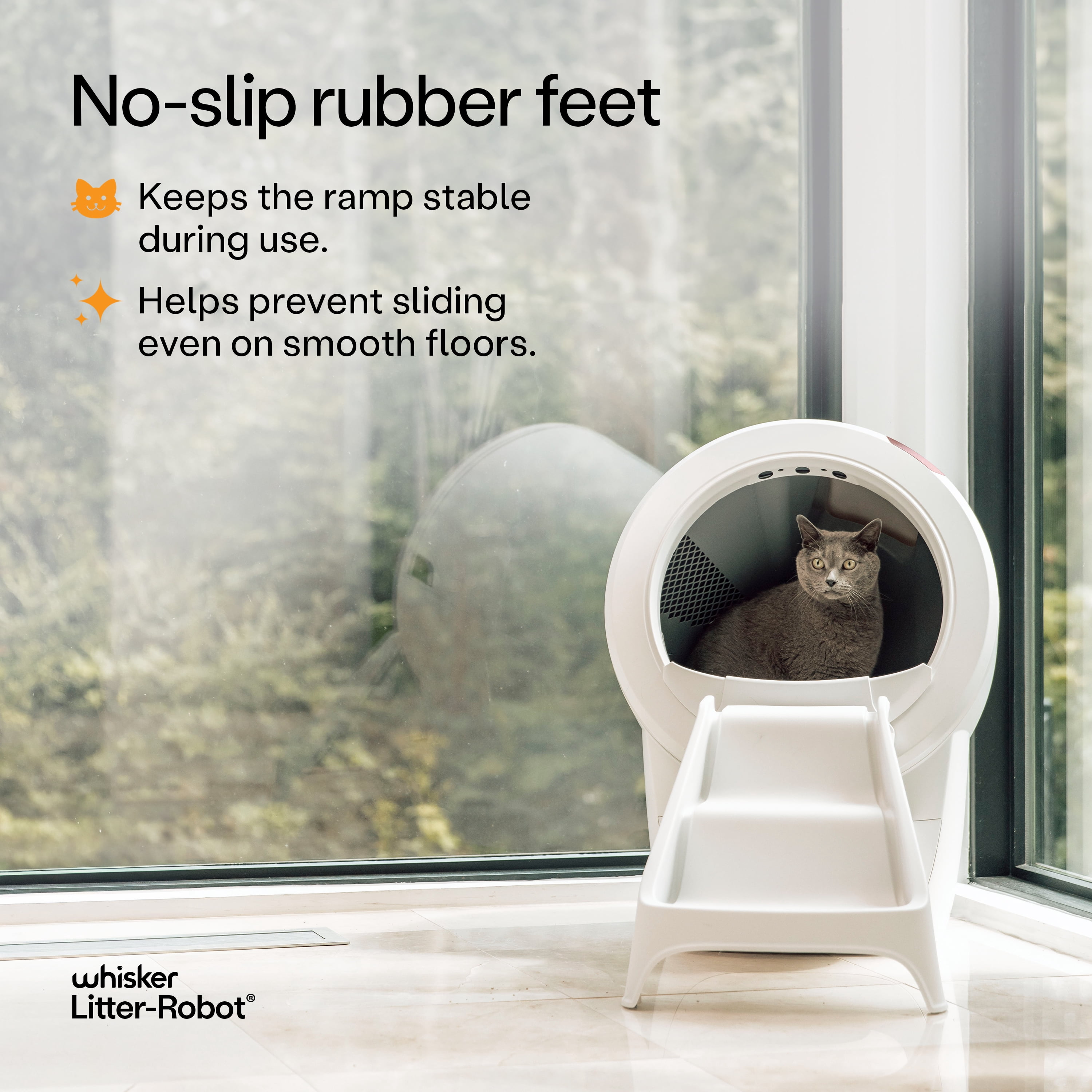Litter-Robot 4 Ramp by Whisker, White - Cat Ramp for Litter Box, Custom Fit for Litter-Robot 4, Non-Slip Rubber Feet, Suitable for Small & Older Cats, Made in the USA