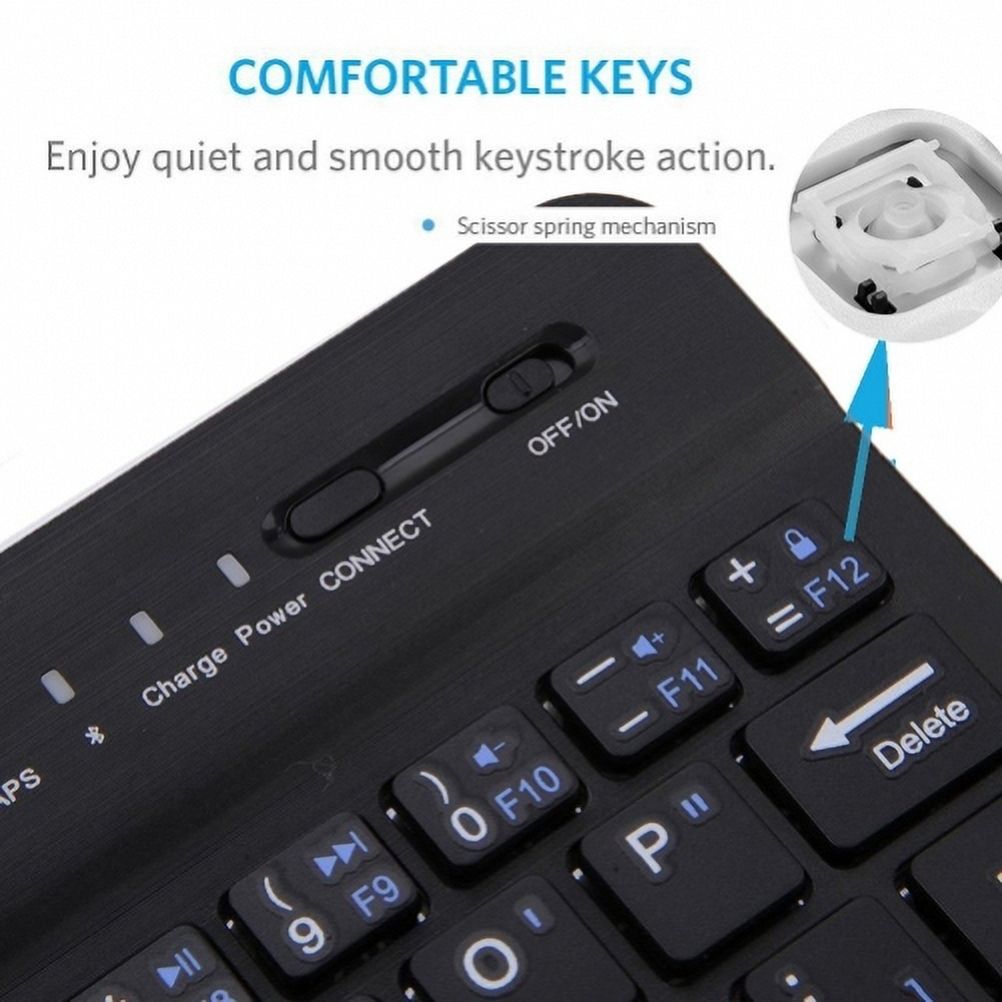Ultra Slim Wireless Keyboard Rechargeable Portable Compact K1Z for Lenovo Moto Tab (10.1) - LG G5, K40 K7 K10, V20, G6, Q6, V30, K30, G Pad X8.3 F 8.0, V50 ThinQ 5G, V40 ThinQ, V35 ThinQ - image 2 of 6
