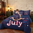 thumbnail image 3 of Manfei Modern Firework King Bedding, Happy 4th of July Print King Bed in a Bag, Red White Blue, Navy Reversible 7 Pieces, 3 of 6