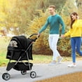 thumbnail image 2 of CL.HPAHKL Foldable Pet Stroller, 3 Wheel Stroller for Small/Medium Dogs Cats Jogger Stroller with Storage Basket and Cup Holder, Breathable and Visible Dog Cart for Travel & Outdoor Adventures, Black, 2 of 7