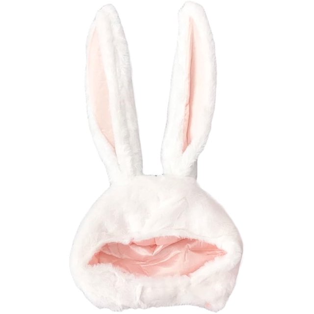 Rabbit Ear Cap Headwear Cartoon Animal Hat Movable Ears Plush Cute Hat for Women Girls