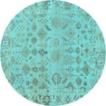 thumbnail image 1 of Ahgly Company Indoor Round Oriental Light Blue Traditional Area Rugs, 3' Round, 1 of 4