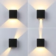 thumbnail image 2 of Aplique de pared moderno, negro, 3.94 pulgadas, luz de pared hacia arriba y hacia abajo, LED para interior y exterior, resistente al agua, cuadrado, montado en la pared, accesorio para patio, porche, pasillo, escaleras, puerta delantera, hotel (12 W, luz cálida) Sailing Electrónica, 2 of 6