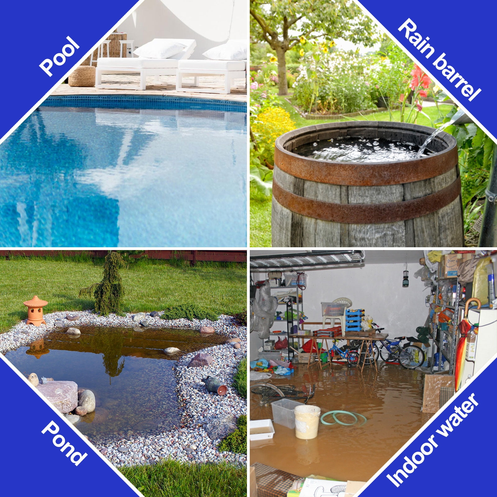 Sump Pump Submersible Water Pump 1HP 3700GPH Portable Electric Utility Pumps for Pool Draining Hot Tub Basement
