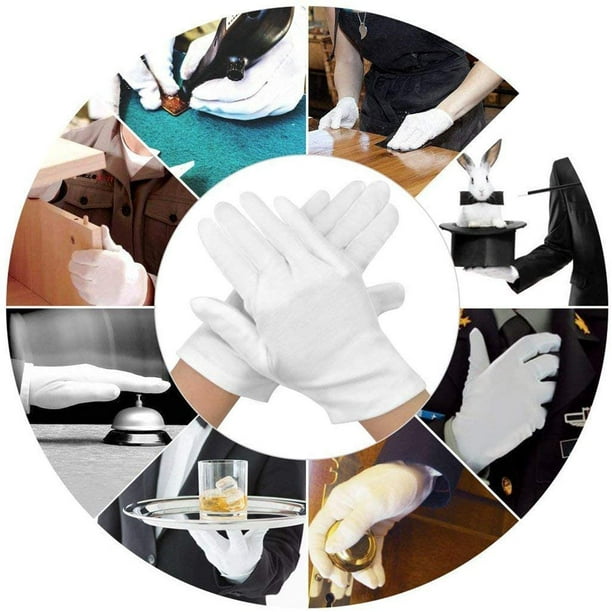 Lot de 24 gants en coton blanc Gants de travail Gants d'hydratation  cosmétiques pour mains sèches et eczéma, inspection de bijoux 