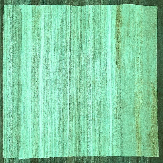 Ahgly Company Machine Washable Indoor Square Abstract Turquoise Blue Modern Area Rugs, 8' Square