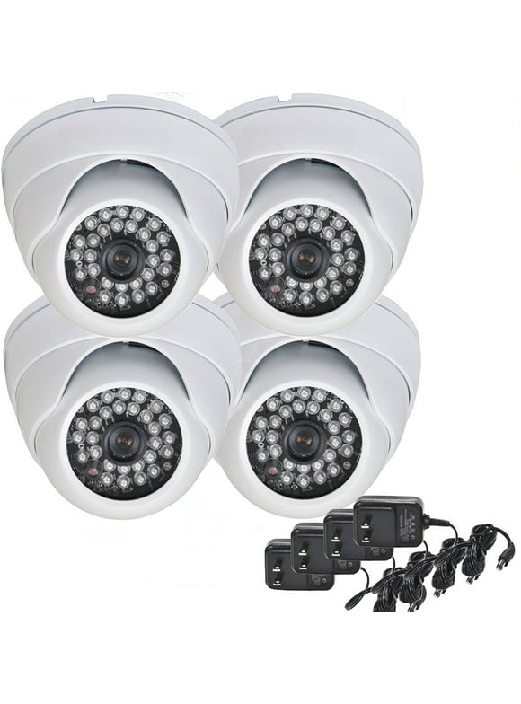 VideoSecu 4x Security Camera 600TVL IR Day Night Built-in 1/3" Sony Effio CCD Wide Angle View Vandal Proof w/ Powers bsi