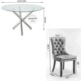 thumbnail image 2 of Sumdeal Modern 47" Round Glass Dining Table and 4 Velvet Upholstered Chair Set,Black and Silver Leg, 2 of 6