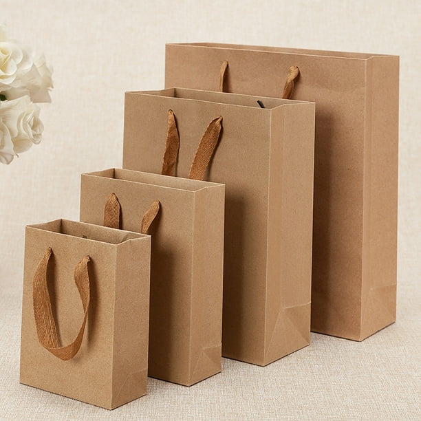 Bolsa de papel kraft gruesa para regalo, bolsa de embalaje para ropa, bolsa de compras para mujer, bolsa de papel kraft con tarjeta blanca