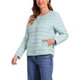 thumbnail image 4 of Chaqueta acolchada ligera para mujer INSPIRE CHIC, con botones, empacable, de manga larga, talla XS, color azul claro, 4 of 6