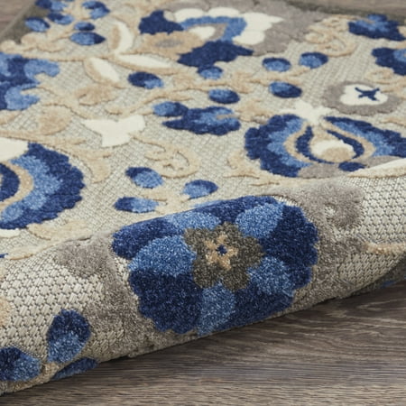 Nourison Aloha Indoor/Outdoor Natural/Blue 2'8" x 4' Area Rug, (3x4)