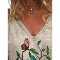 thumbnail image 3 of DYMADE Women Plus Size Floral Printing Long Sleeve V-neck Casual T-shirt Top, 3 of 4