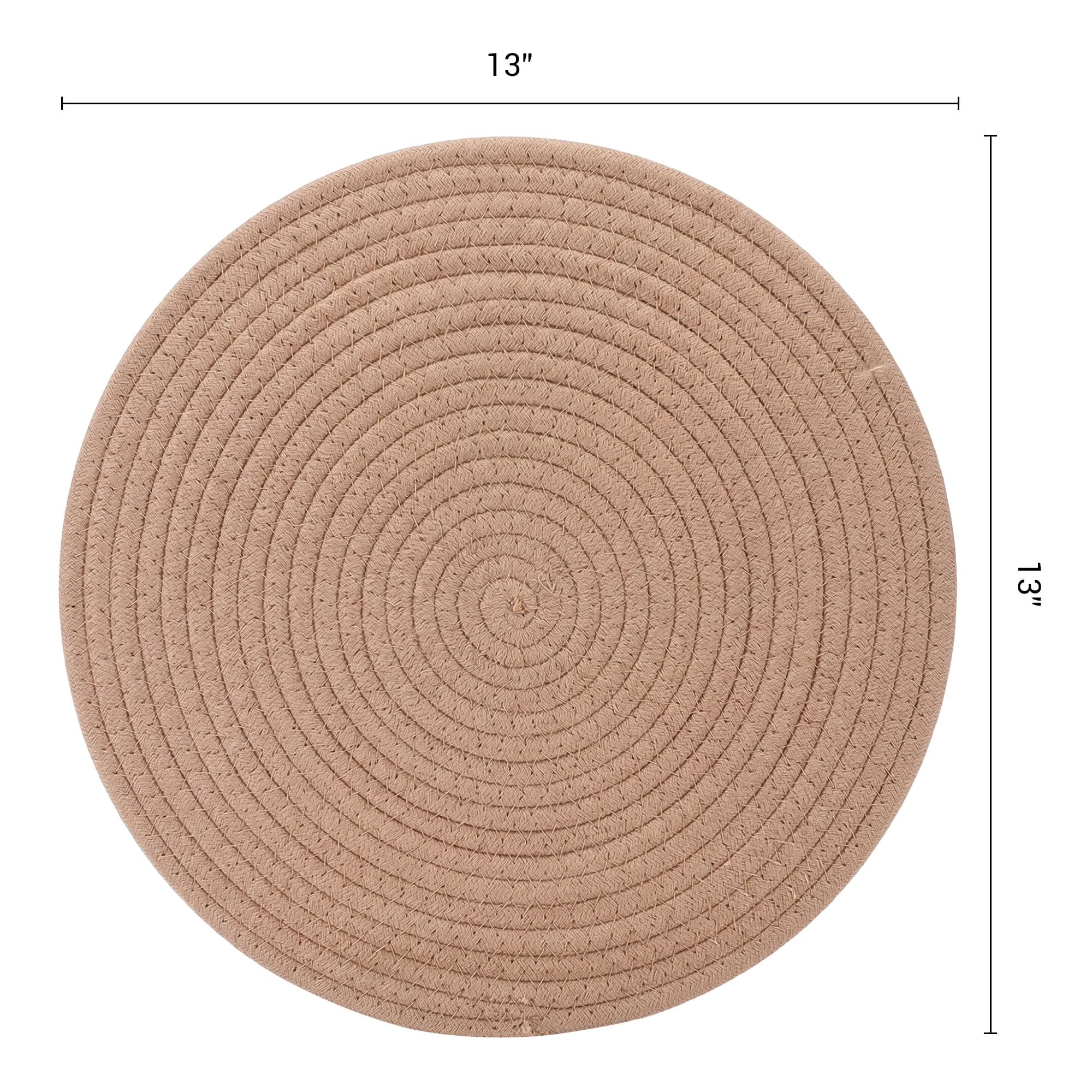 Unique Bargains 4Pcs Round Woven Table Placemats Beige Brown 13x13inch