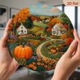 thumbnail image 6 of 2D Flat - 1pc 7.87X7.87Inch Aluminum2D FLAT PRINTINTG 1pc Autumn Village Aluminum Round Wall Art- 8X8 Inch Rustic Farmhouse Decor With Houses, Pumpkins Fall Foliage- Perfect For Home, 6 of 6