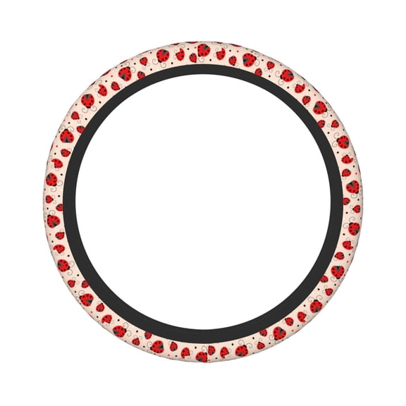 Picia Red Ladybug Car Steering Wheel Cover, Non-Slip, Breathable, Universal 15 inch