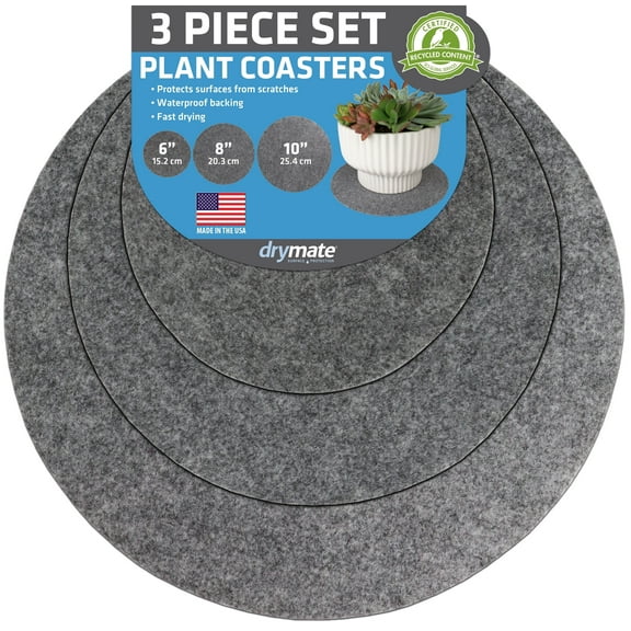 Drymate Plant Coasters, (3 Pack, Sizes: 6”, 8”, 10” Round)