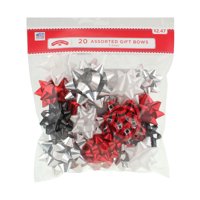 20 COUNT GIFT BOW ASSORTMENT - RED/WHITE/SILVER
