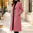thumbnail image 5 of LEKWK Long Winter Coats for Women Button Down Notched Lapel Overcoat formal Dressy Business Casual Trench Jacket Warm Outwear Pink XL, 5 of 9