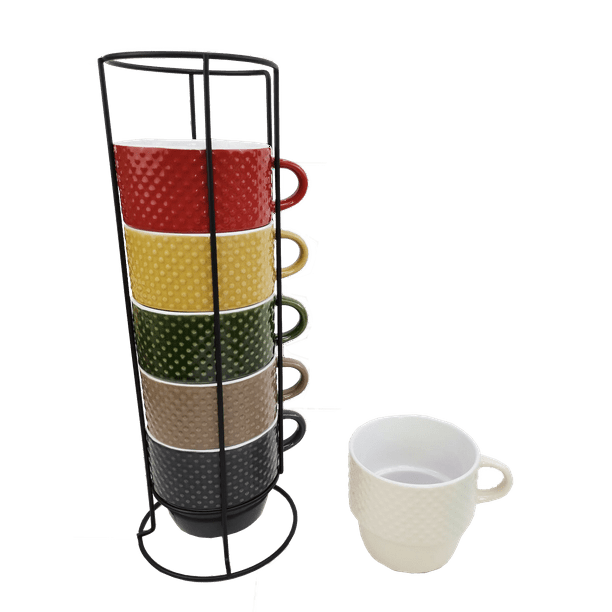 House 2 Home 6 Pc Coffee Mug Set with Stand