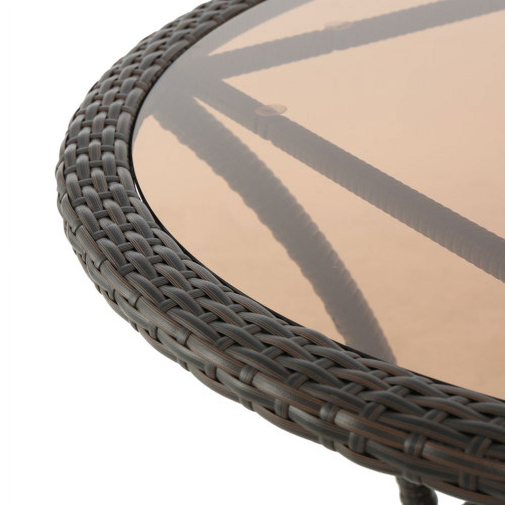 Resin Table, Outdoor Woven Rattan Patio Table for Garden Deck, Brown