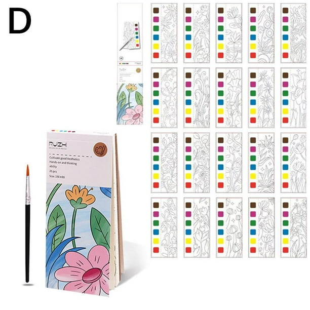 Mideer Coloring Books 20page Watercolor Paper Comes With Paint Portable  Artist, G0E2 