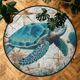 thumbnail image 7 of CURLYOOT Round Rug 3ft Teal Turtle Retro Abstract Area Rug, Washable Circle Mat Non Slip Floor Carpet Mat, Soft Indoor Rugs for Entryway Living Room Dining Room Bedroom, 7 of 7