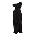 thumbnail image 5 of Dolkfu Cowl Neck Dresses for Women Dressy Casual Mid-Length 1/4 Sleeve Petal Black Dresses Slim Solid Modern Retro Mermaid Dresses Black,Xxxxxl, 5 of 6