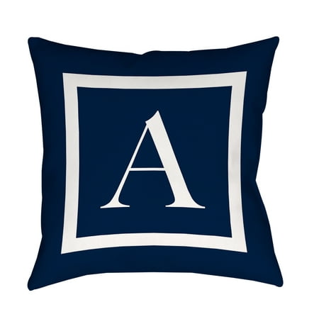 - IDG Classic Block Monogram Decorative Indoor/Outdoor Pillow, Blue