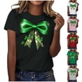thumbnail image 6 of Zwiiyzr Womens St Patricks Day Clover Print Pullover Short Sleeve Casual T-Shirt Shamrock Green Theme Soft Comfortable Festival Party Wear Top Red, 6 of 6