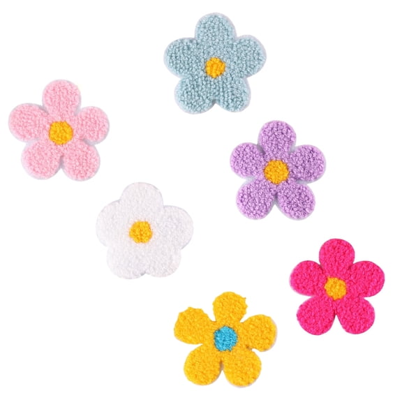 6 Pcs Small Repair Patches Iron on Embroidered Patches Sweet Flowers Sew On Decorative Appliques for Clothes Hat