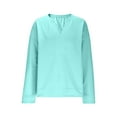 thumbnail image 5 of V-Neck Sweatshirt Women Casual Soft Fleece Pullover Tops Fall Sweatshirts Solid Color Long Sleeve Winter Shirt, 5 of 7