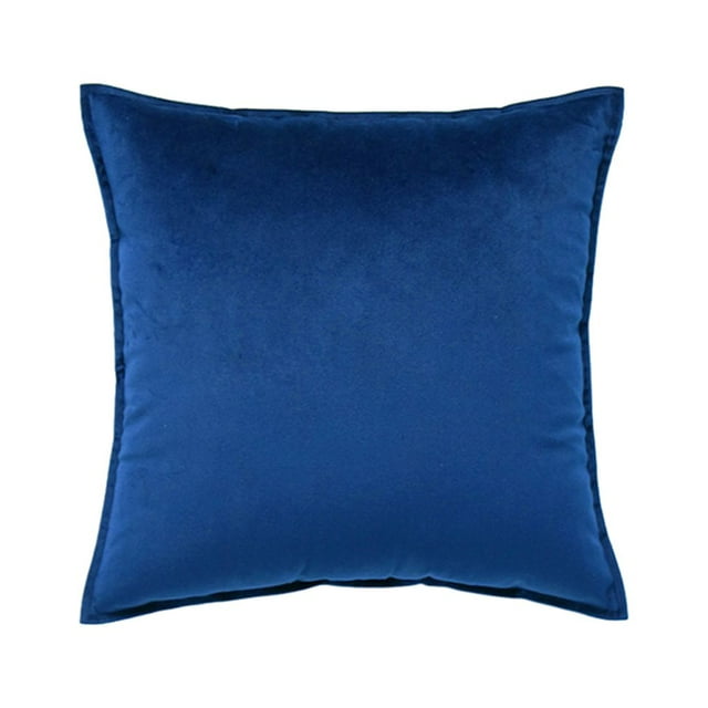 Seat Cushion Cover Solid Color Velvet Zip Attachment Automotive Replacement Soft Decorative Reusable Zipper Sofa Pillow Case Accessories Dark Blue 45x45cm